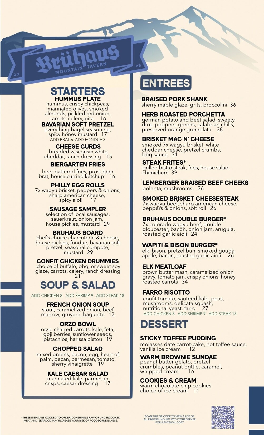 Bruhaus menu