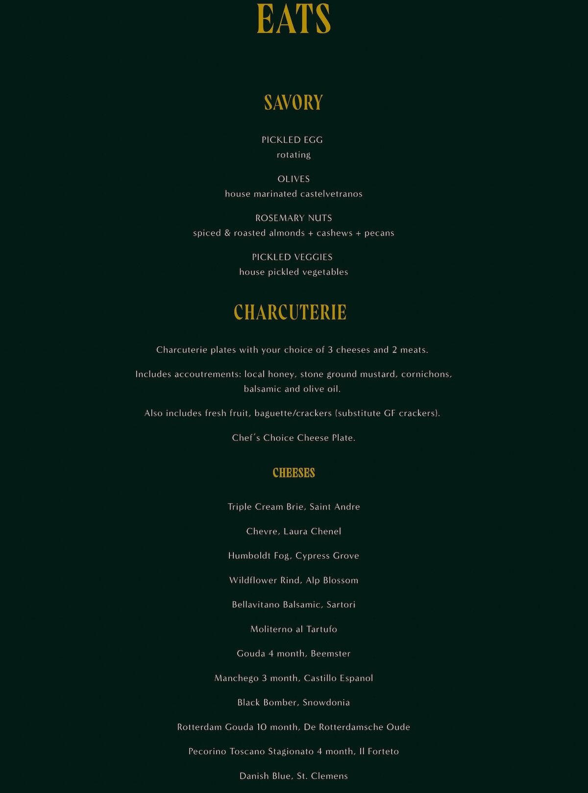 The Dogwood menu