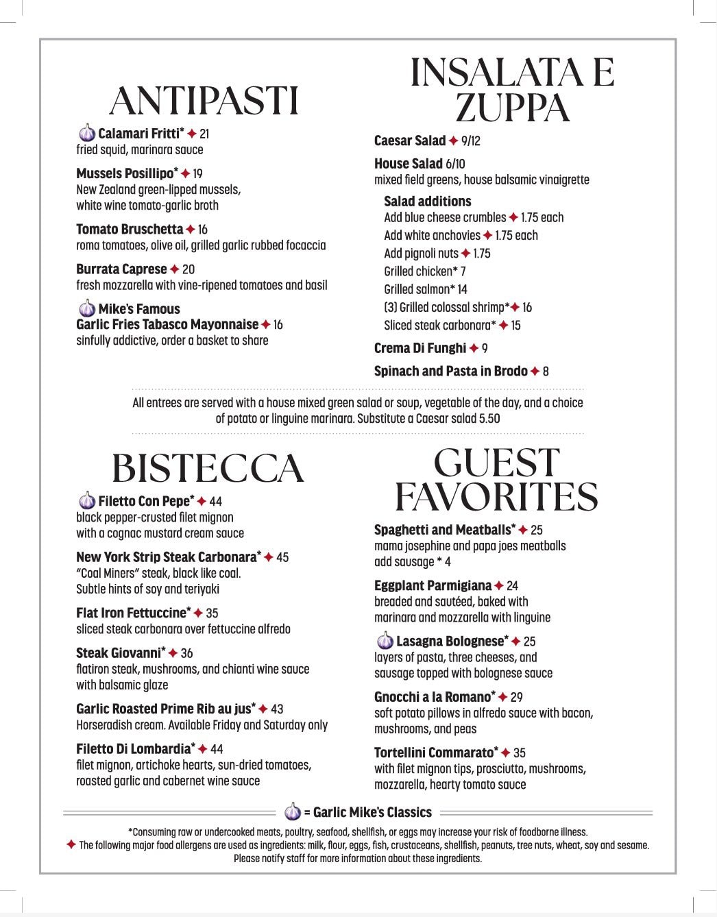 Garlic Mike’s menu