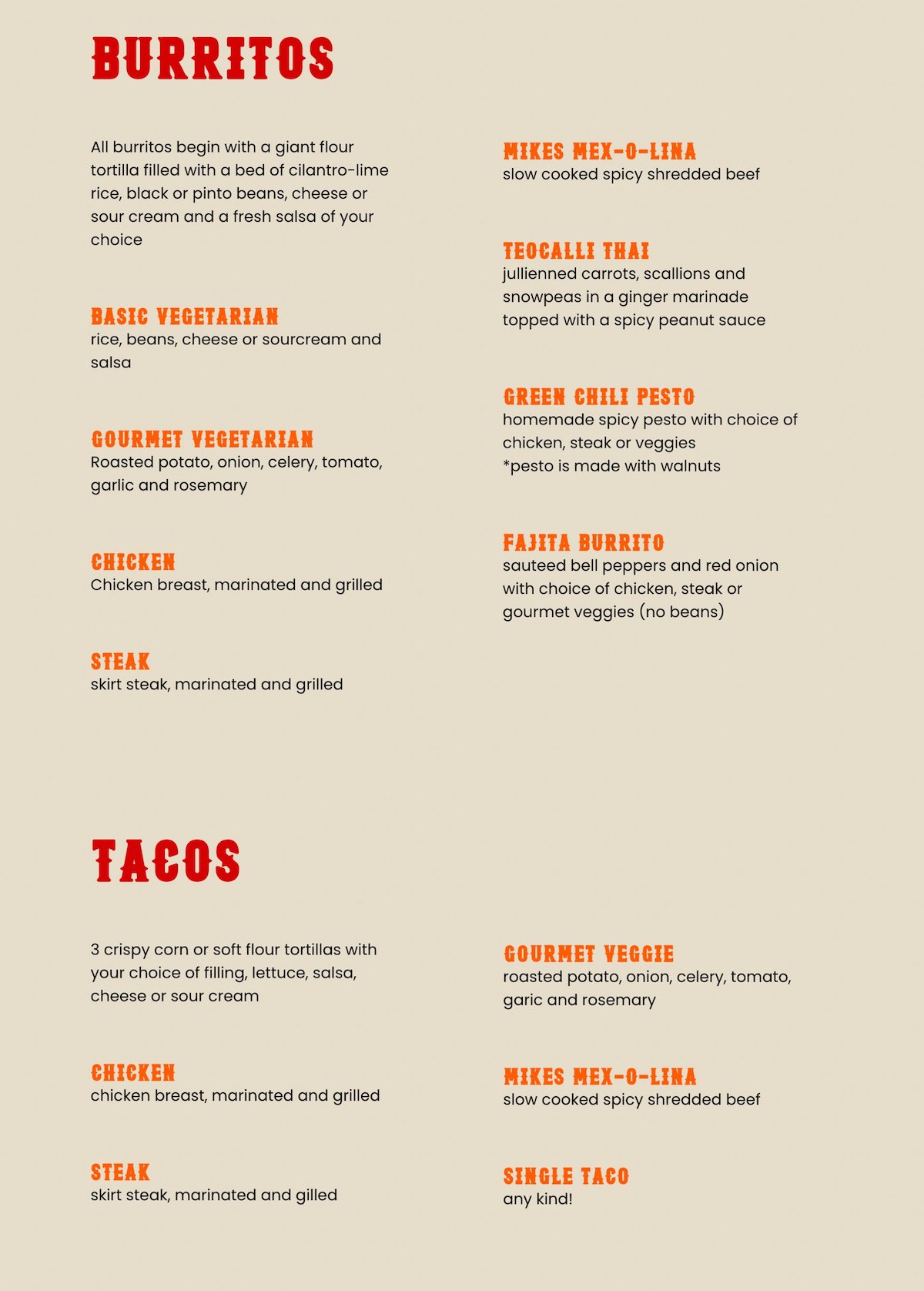 Teocalli Tamale menu