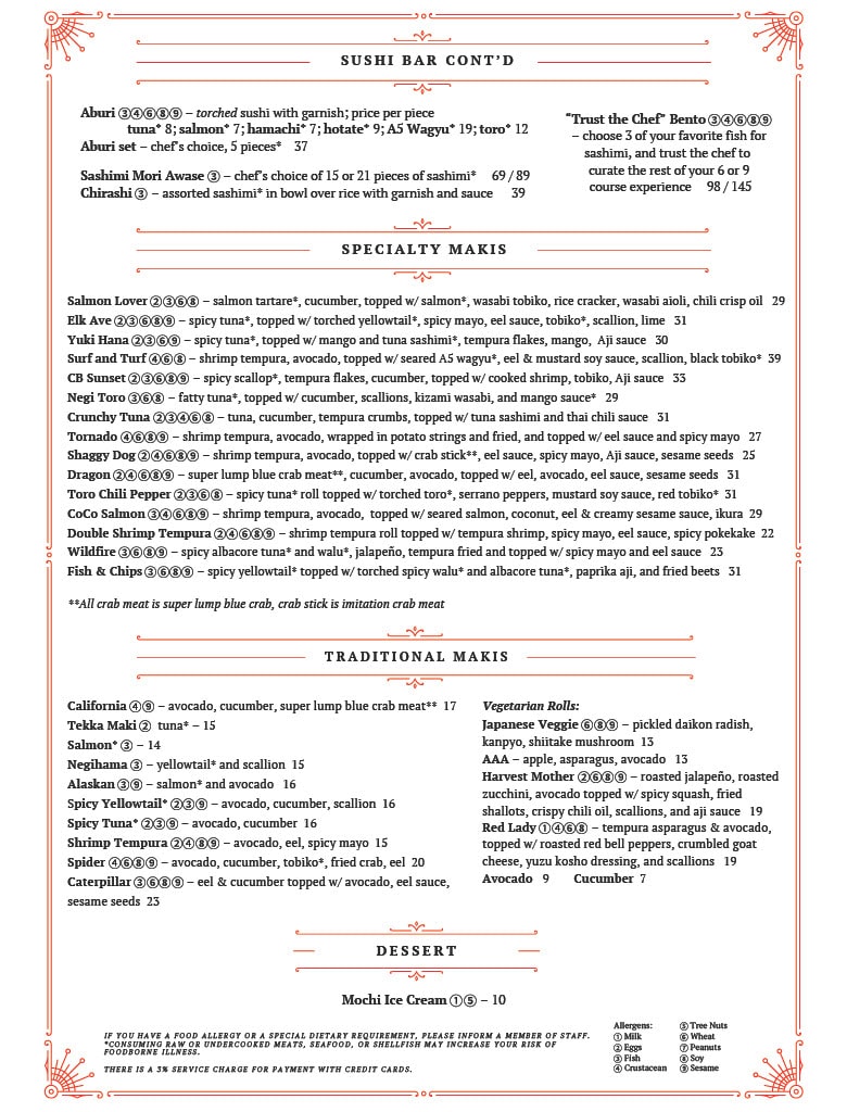 Yukihana menu
