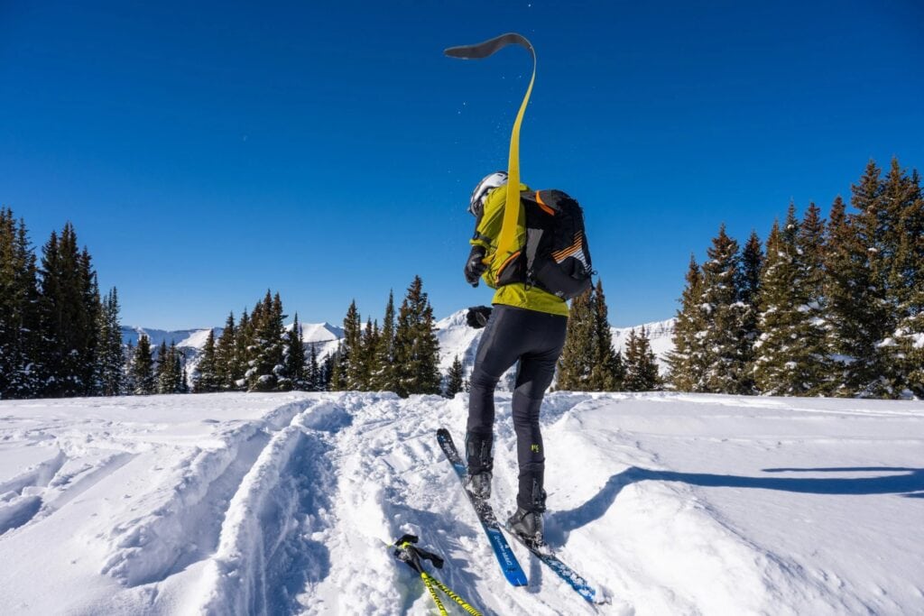 Gothic Mountain Tour skier ripping skins, photo courtesy Crested Butte Nordic
