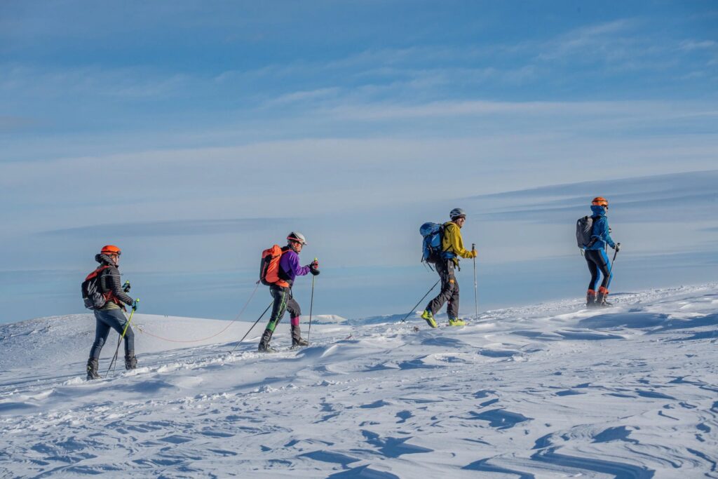 Grand Traverse teams crossing Taylor Flats, photo courtesy Crested Butte Nordic